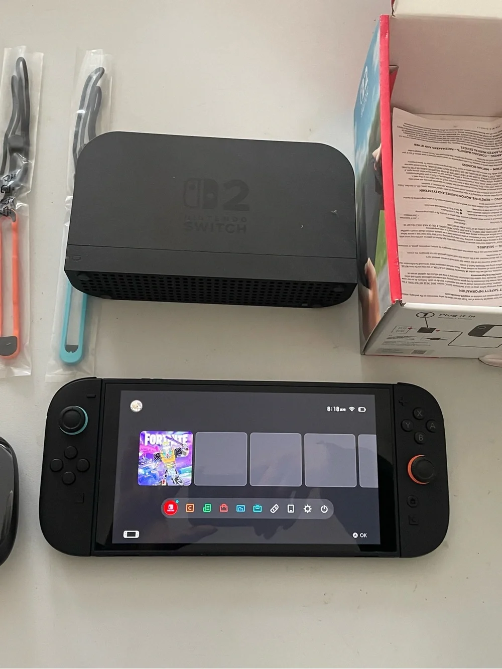 Nintendo Switch Handheld Console Black with Blue and Orange Accent Rings